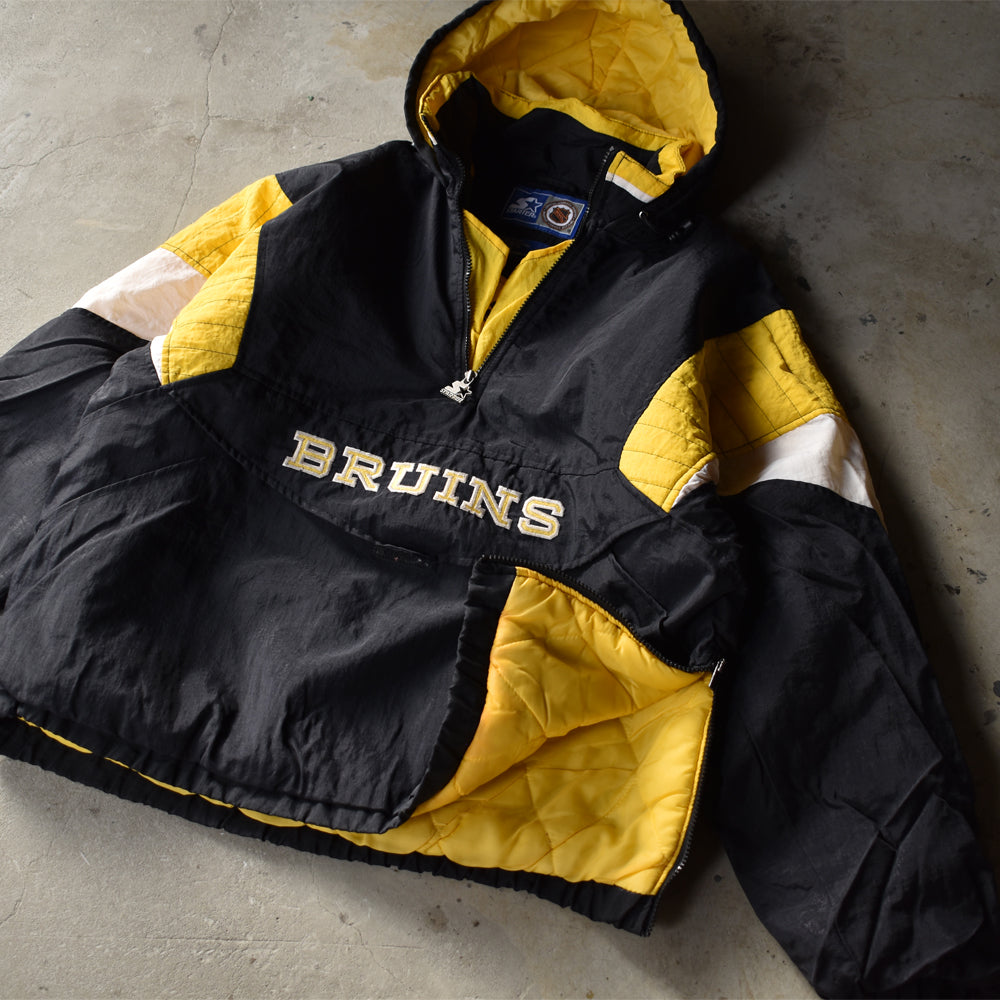 90's STARTER "NHL Boston Bruins" 中綿入り フード ナイロンプルオーバー 221208