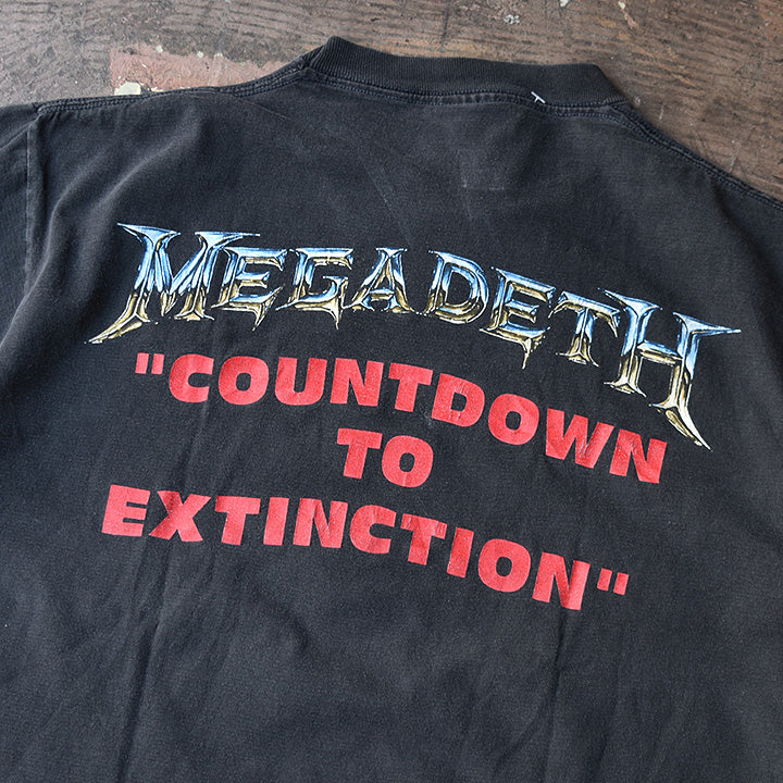 90's　MEGADETH/メガデス　"COUNTDOWN TO EXTINCTION" Tシャツ　コピーライト入り　