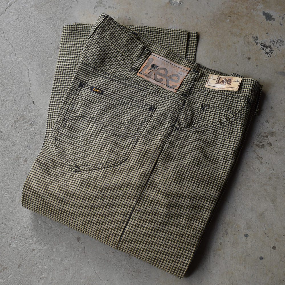 リー/Lee BOOT CUT ブーツカット ニット パンツ チェック 実寸：W27.5 L36 ホワイト×水色×ベージュ Made in U.S.A デッドストック Deadstock