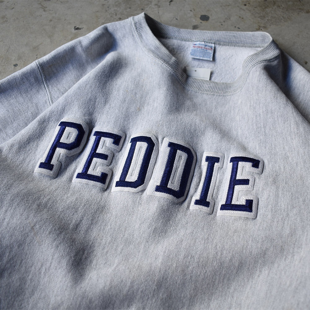 90’s Champion “PEDDIE” ワッペン刺繍 RWスウェット USA製 221022