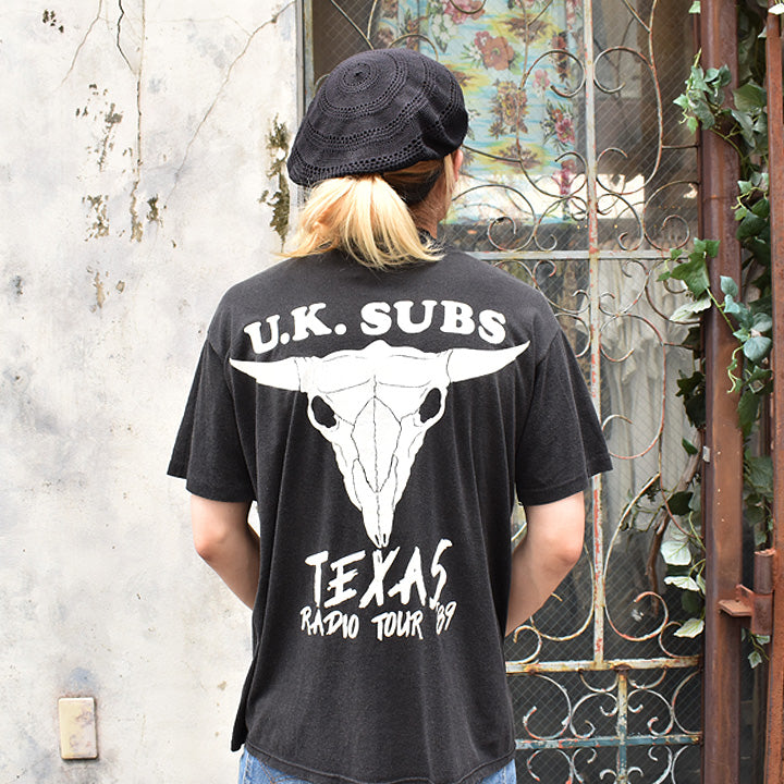 80's U.K.SUBS "TEXAS RADIO TOUR 89" ロック Tシャツ 210818