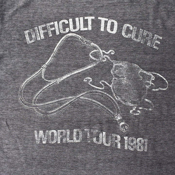 80's Rainbow "DIFFICULT TO CURE WORLD TOUR 1981" ロック Tシャツ 210825H