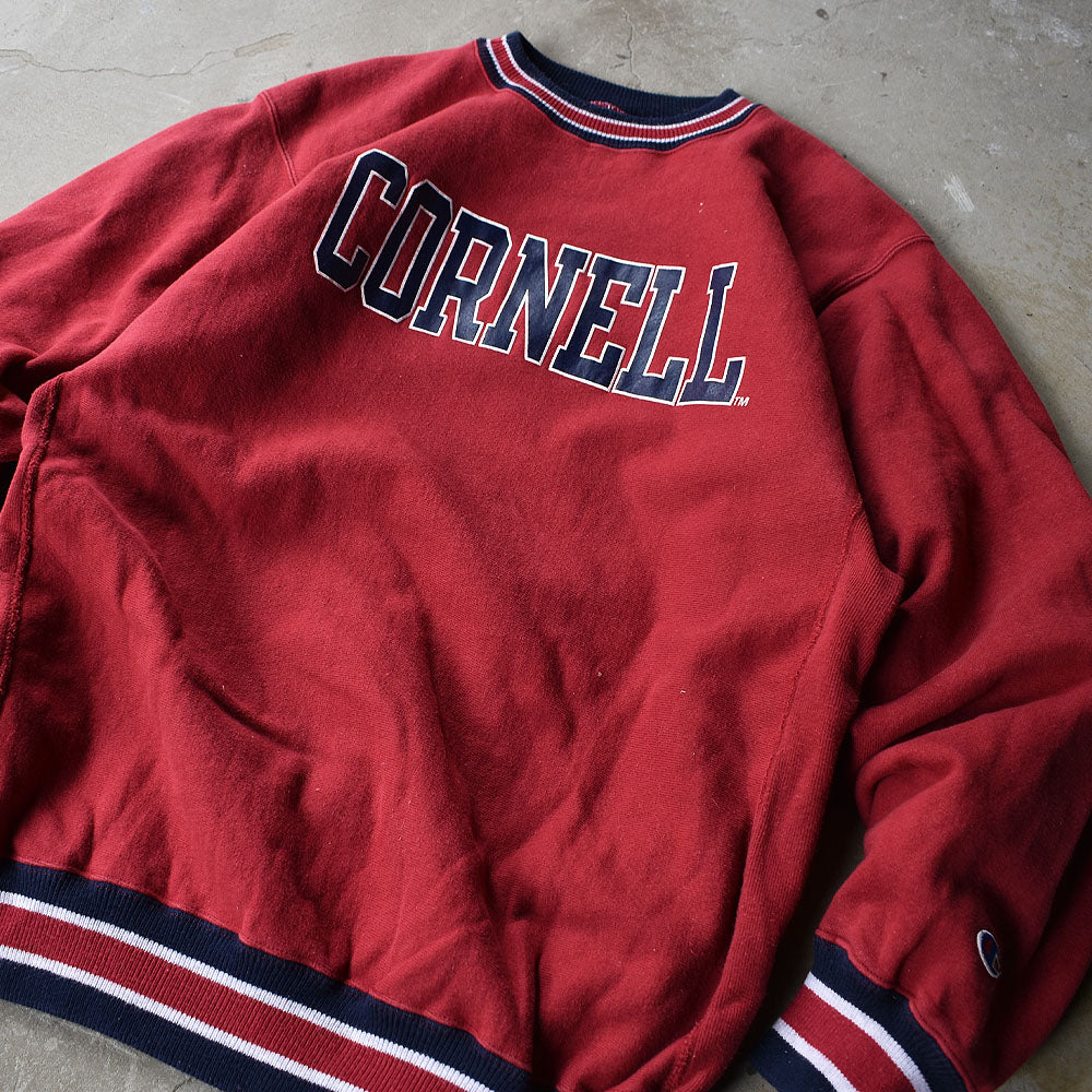 90's Champion/チャンピオン配色リブ カレッジプリント RWスウェット USA製 221026