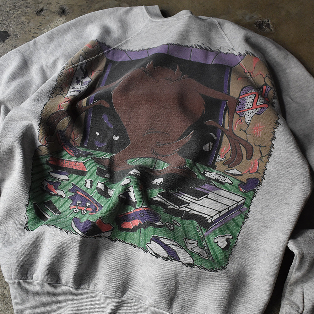 90's Looney Tunes/ルーニー・テューンズ "タズマニアンデビル" AOP スウェット USA製 221218