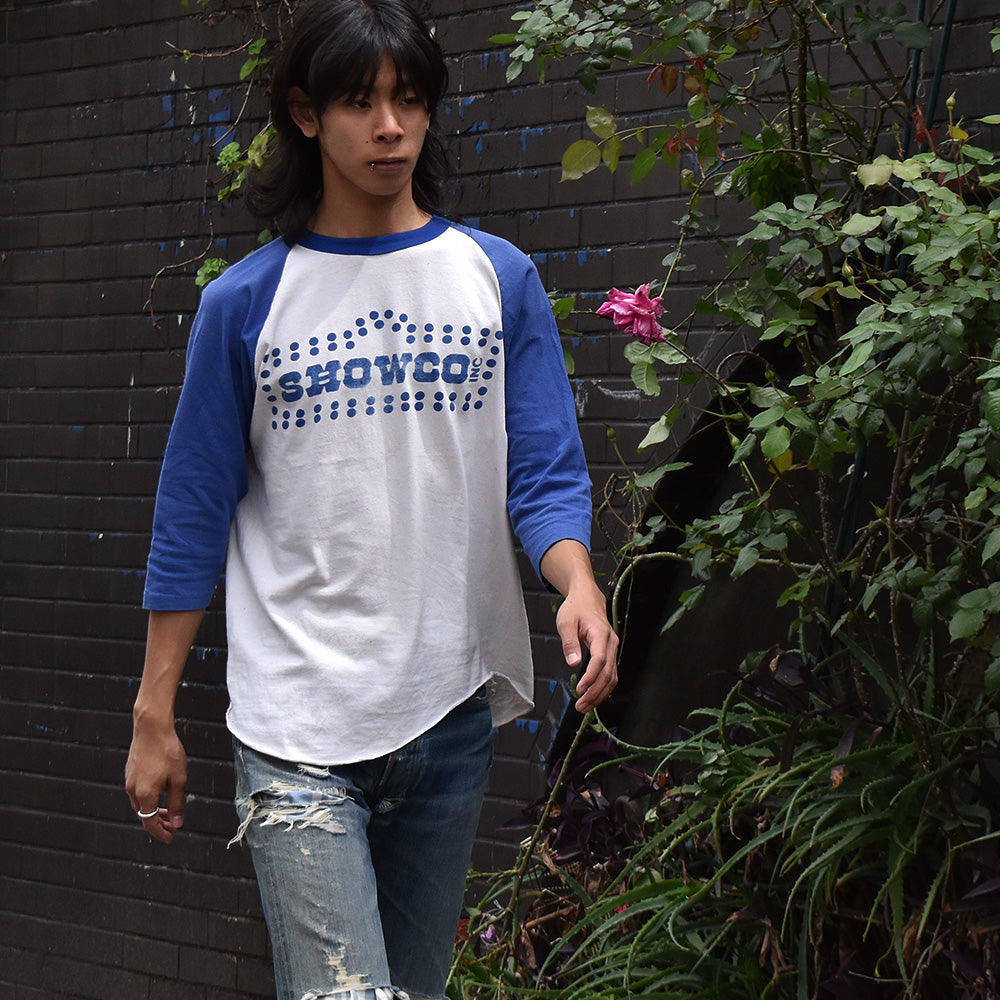 70's SHOWCO / Led Zeppelin "Tour'75 STAFF" ラグラン ロック Tシャツ 230415H