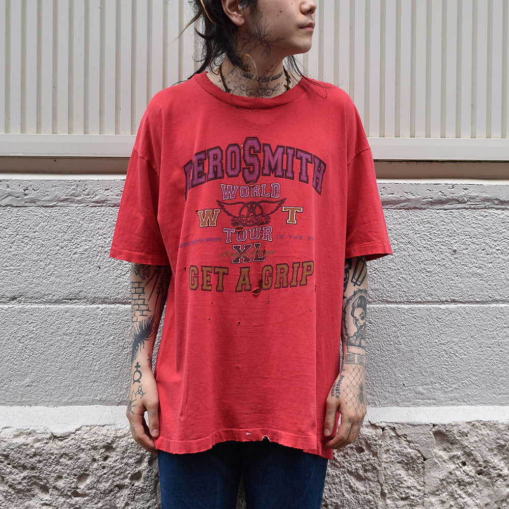 90's Aerosmith "GET A GRIP" world tour ダメージ ロックTシャツ 220602H
