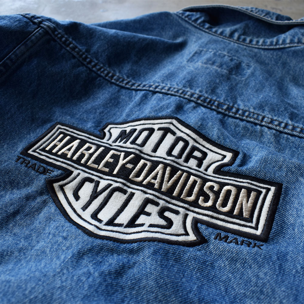 90's　Harley-Davidson/ハーレー・ダビッドソン ワッペン刺繡 デニムジャケット　220105