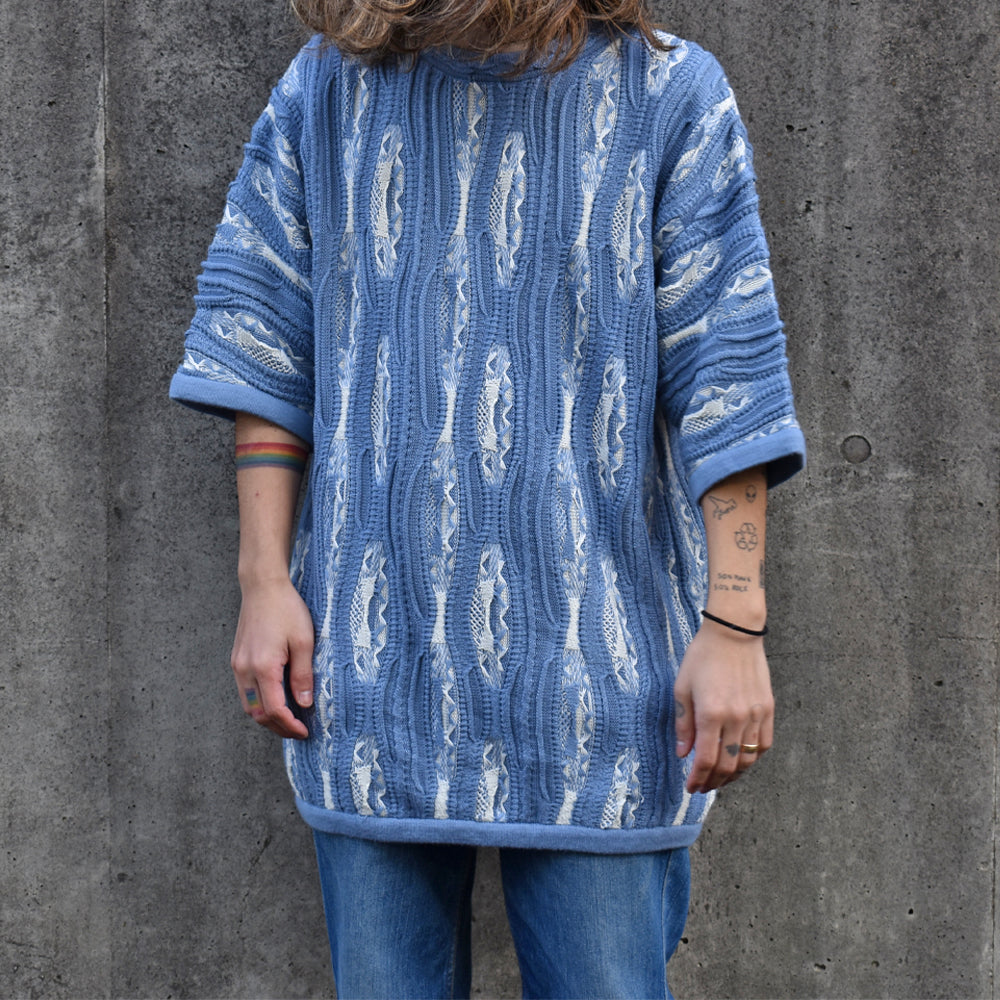 90's COOGI/クージー 3D立体編み ニット ショートスリーブセーター 221122