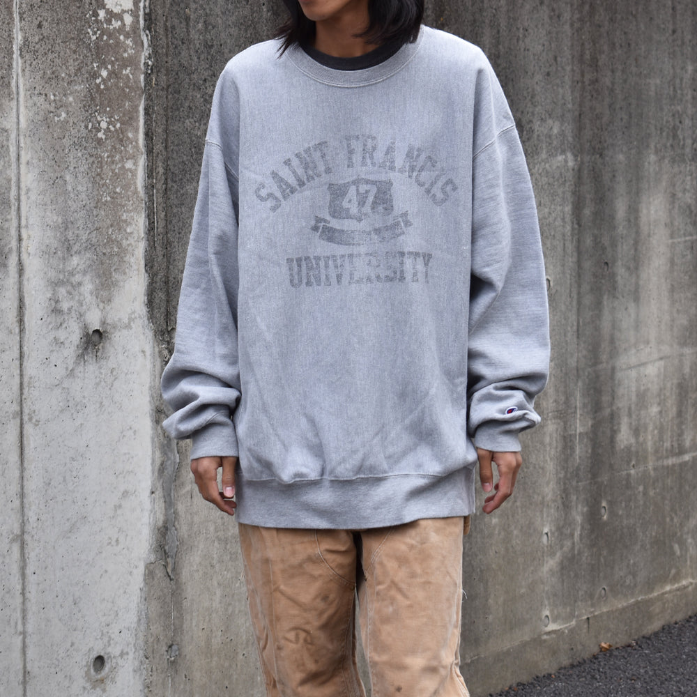 Y2K Champion/チャンピオン “SAINT FRANCIS UNIVERSITY” 3段プリント!RWスウェット 221117