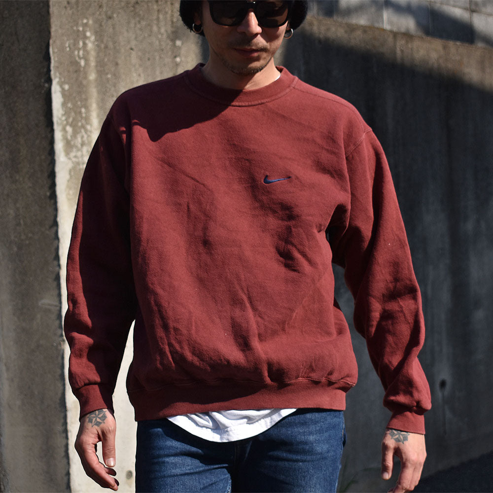 90's NIKE/ナイキ swoosh logo RED スウェット USA製 230404