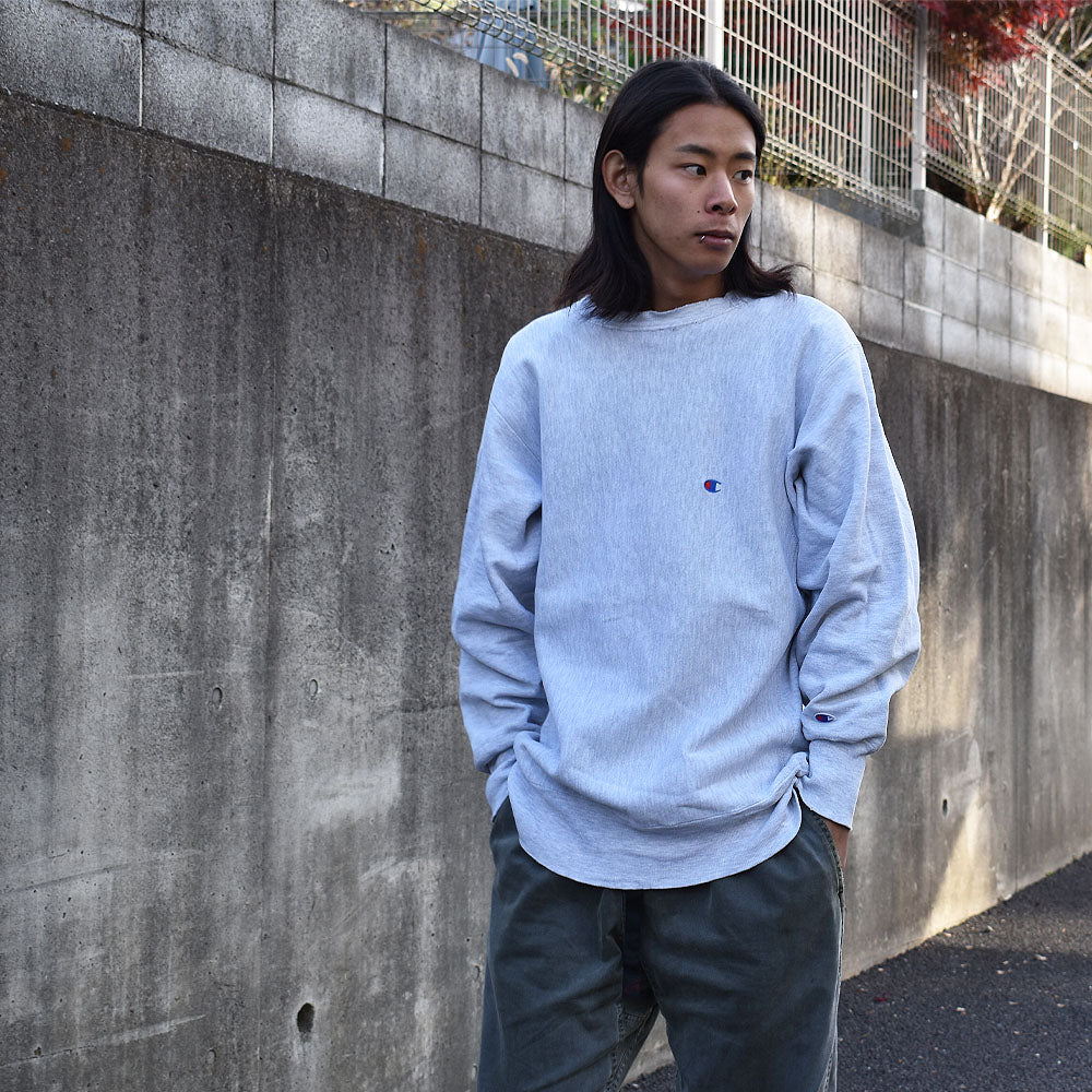 90's Champion/チャンピオン 無地 GRY RWスウェット USA製 221203H