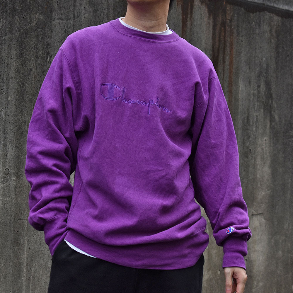 90's Champion/チャンピオン スクリプトロゴ刺繍 RWスウェット USA製 230213