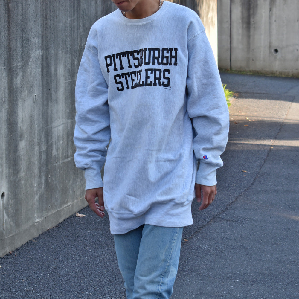 90's　Champion/チャンピオン “NFL Pittsburgh Steelers” 3XL！ 2段プリント RWスウェット　221109