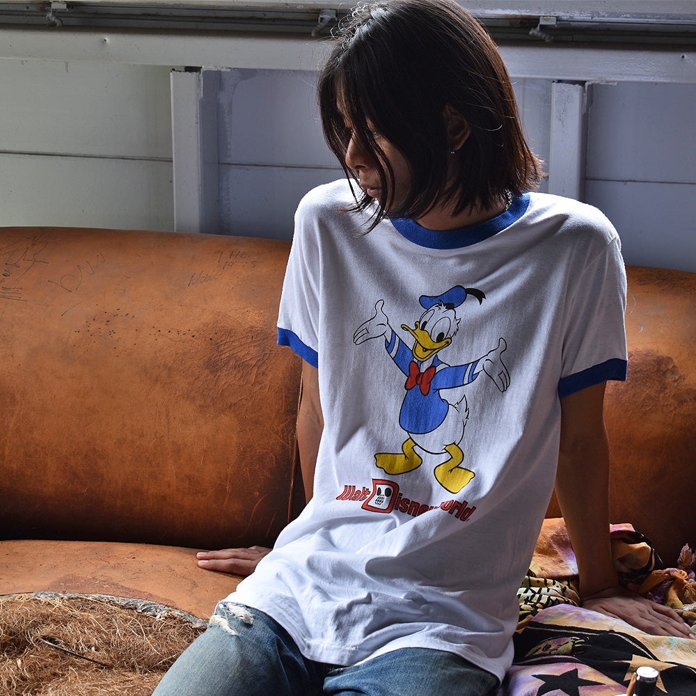 70′s　 Disney/ディズニー ”Donald Duck” リンガーTee　USA製　220727