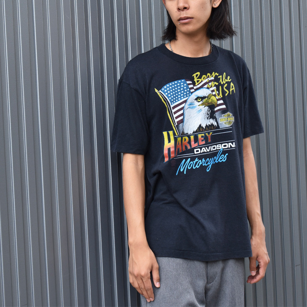 80’s Harley-Davidson ”Born in the USA” イーグルプリント Tシャツ USA製 250413H