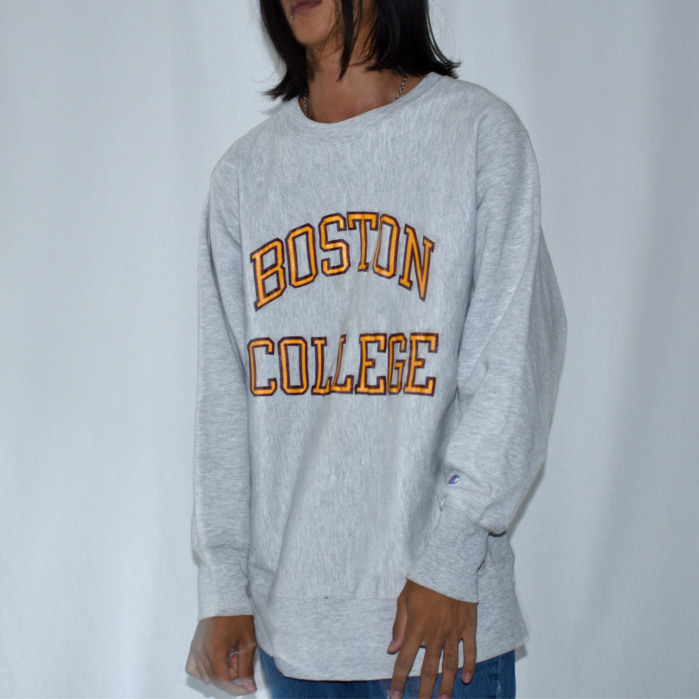 90's Champion "Boston College" 2段プリント RWスウェット 221005H