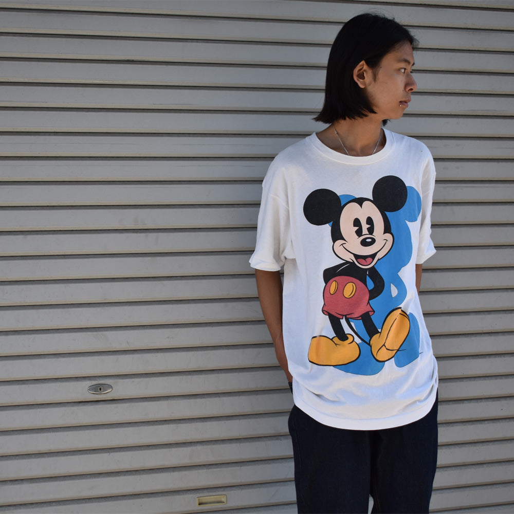 90’s Disney 大判プリント “Mickey” キャラクターTシャツ 250421