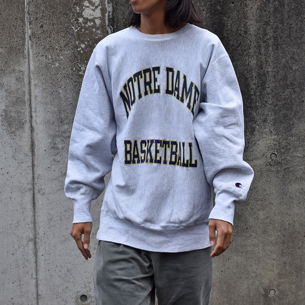 90’s Champion "NOTRE DAME BASKETBALL" 2段プリント RWスウェット 250228