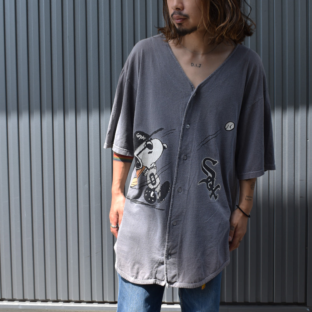90's “MLB Chicago White Sox / Peanuts (SNOOPY)” 海外アニメ キャラ ベースボールシャツ USA製 220912H