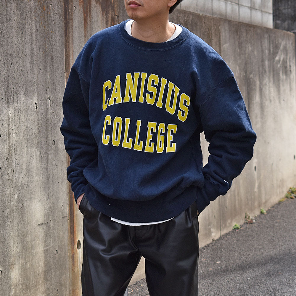 90's Champion/チャンピオン “CANISIUS COLLEGE” 2段カレッジプリント RWスウェット 230301