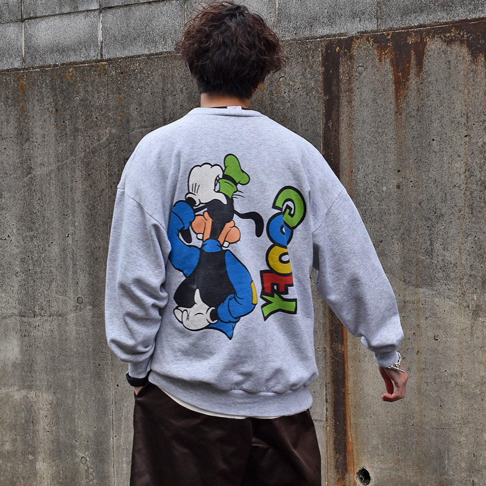 90's Disney “GOOFY” 両面プリント 海外アニメ キャラ スウェット USA製 230405H