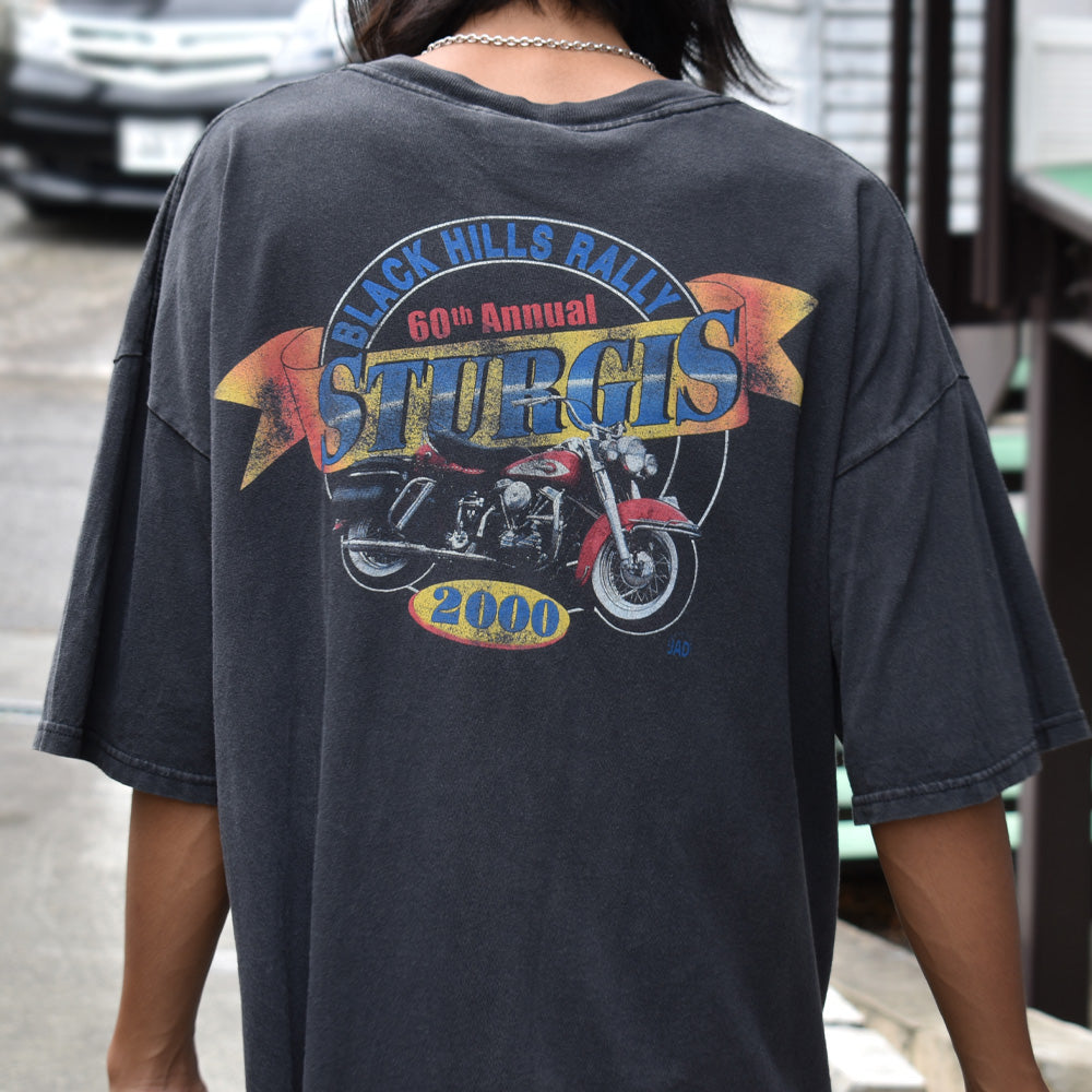 Y2K “STURGIS BLACK HILLS RALLY” 両面プリント バイクTシャツ 250421
