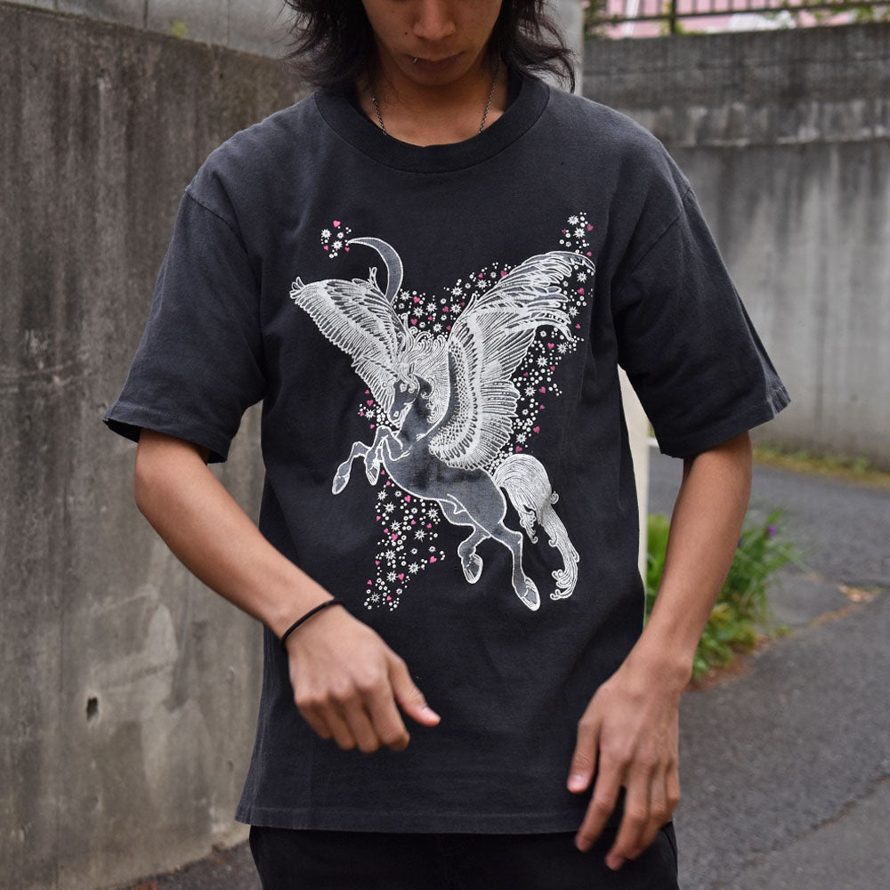 90's “ペガサス” アニマルプリント Tシャツ USA製 230424H