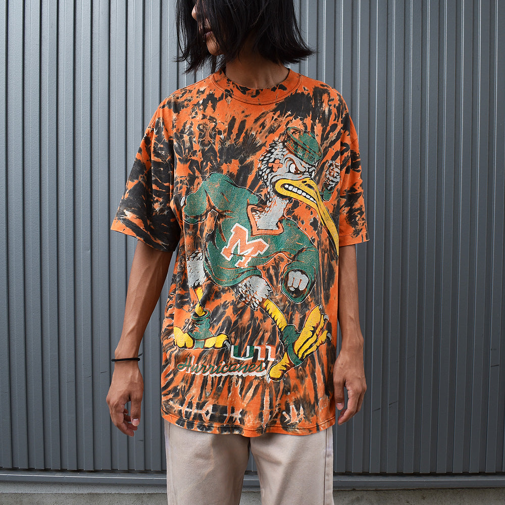 90's “Miami Hurricanes” カレッジ タイダイ Tシャツ USA製 220820