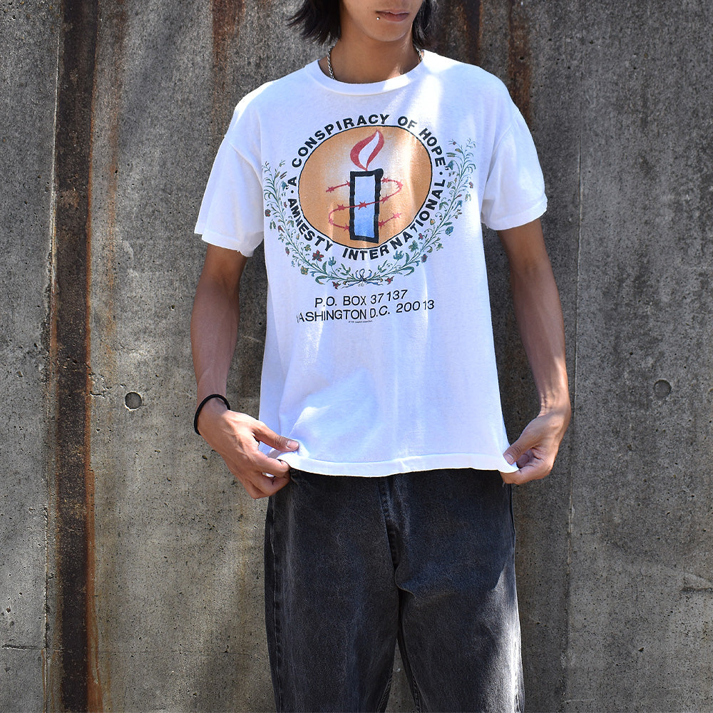 90's AMNESTY INTERNATIONAL “A CONSPIRACY OF HOPE”音楽フェス Tシャツ USA製 220819H