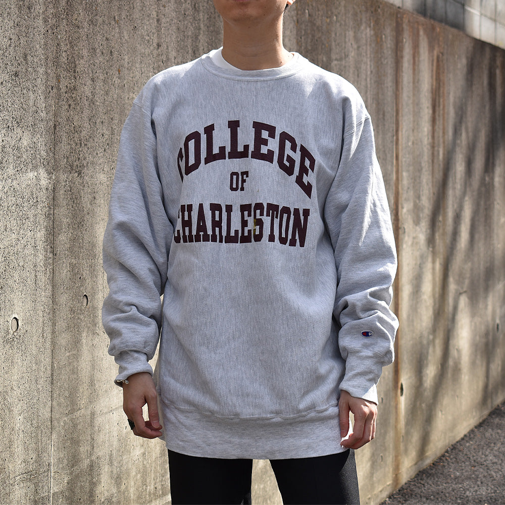 90’s Champion “COLLEGE OF CHARLESTON” 3段プリント RWスウェット 250507