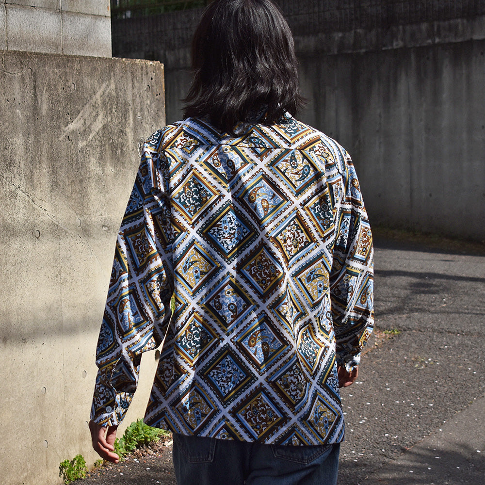 70’s Joel California 総柄 ペイズリー ディスコシャツ 230411H