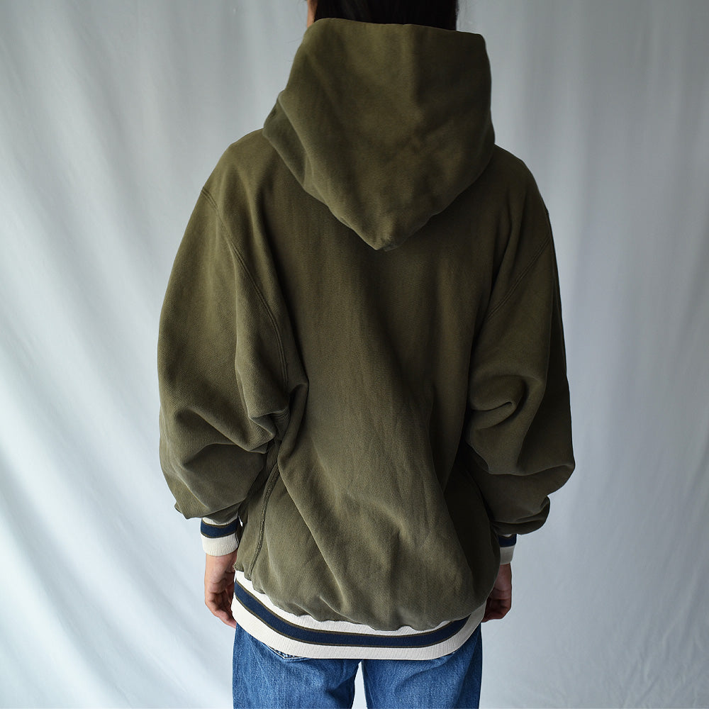 90's Champion 配色リブ スクリプトロゴ リバースウィーブ パーカー USA製 220714H