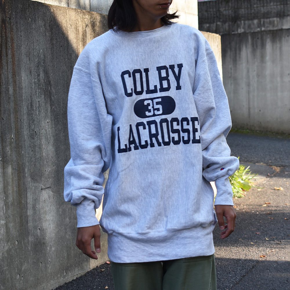 90’s Champion “COLBY LACROSSE 35” 3段プリント RWスウェット 250507