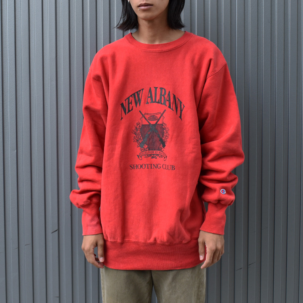 90's Champion "New Albany Shooting" 3段プリント RWスウェット USA製 220825H
