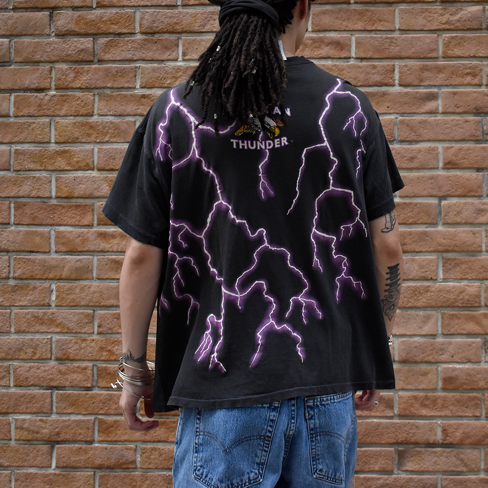 90's AMERICAN THUNDER “ wolf× biker“ Tシャツ 240804H