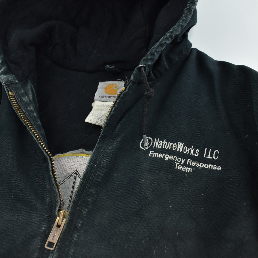Y2K Carhartt ”ボロ＆フェード” アクティブジャケット スカルパッチ 黒 260929H