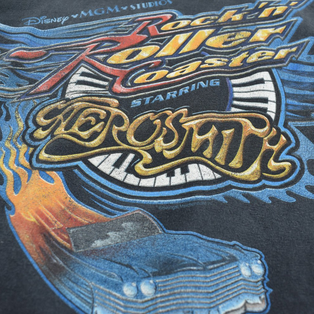 Y2K Disney/MGM STUDIOS "Rock 'n' Roller Coaster AEROSMITH" Tシャツ 260703H