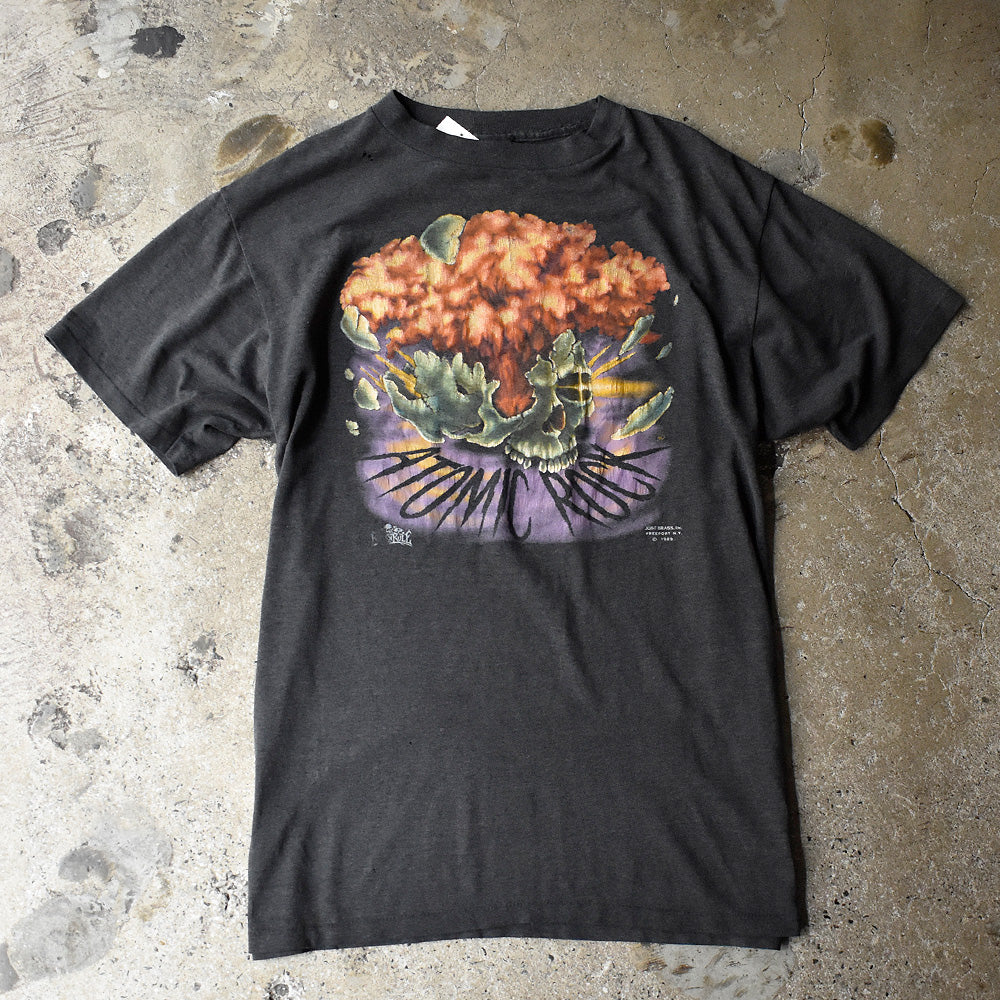 80's 3D EMBLEM “ATOMIC ROCK“ Skull Tシャツ USA製 250526H