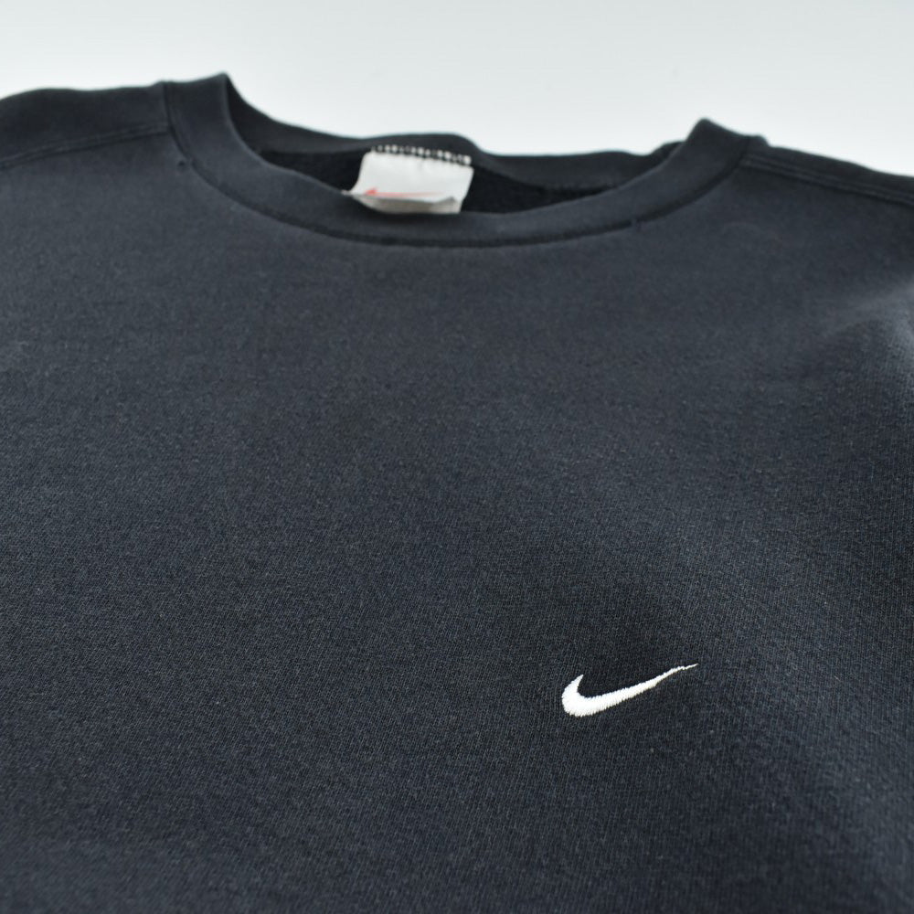90's NIKE スモールスウッシュ 刺繍ロゴ スウェット 黒 260609H