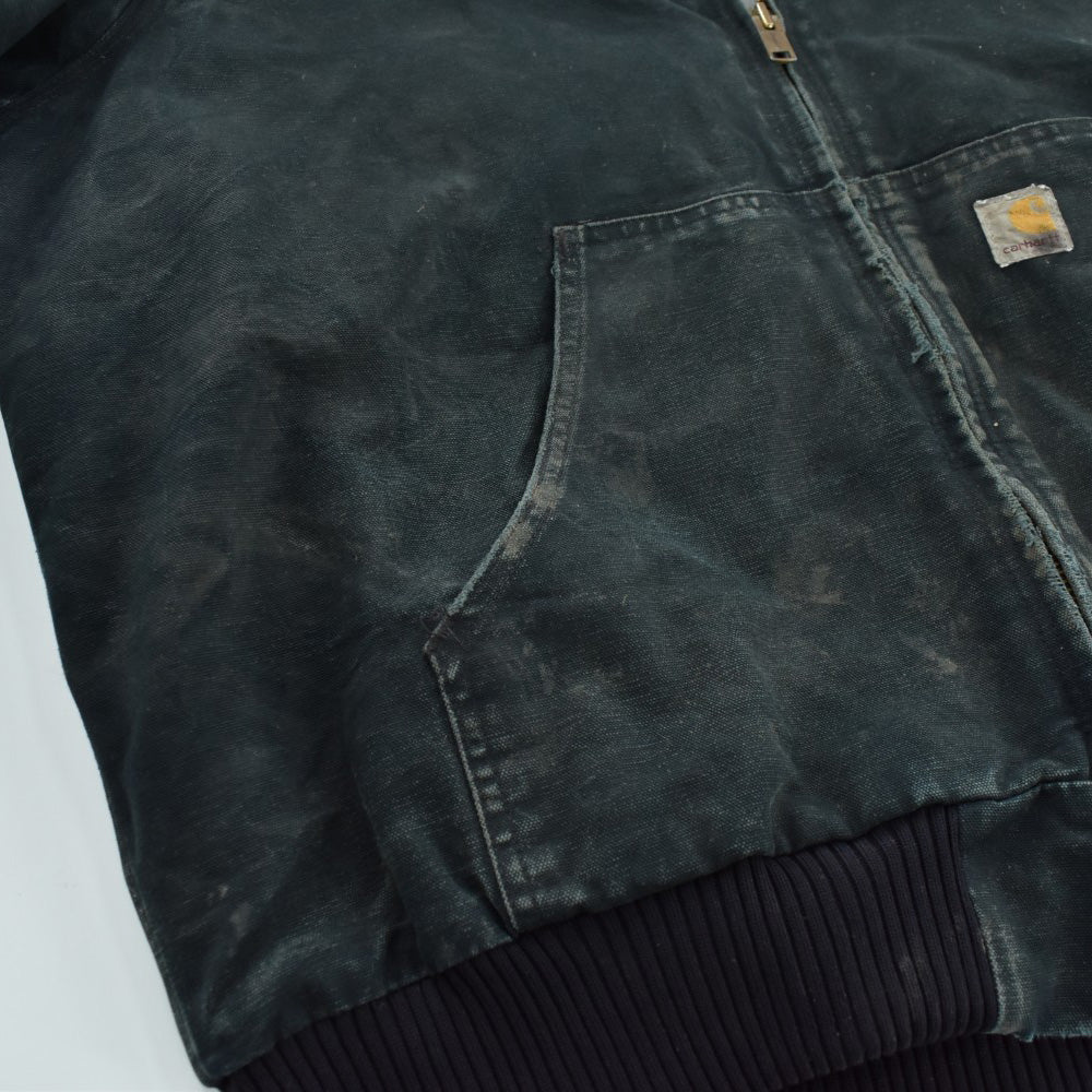 Y2K Carhartt ”ボロ＆フェード” アクティブジャケット スカルパッチ 黒 260929H