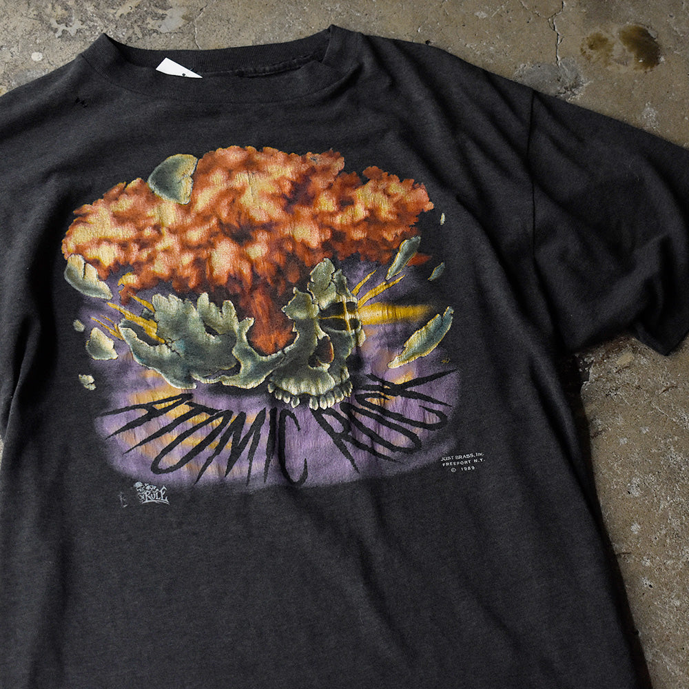 80's 3D EMBLEM “ATOMIC ROCK“ Skull Tシャツ USA製 250526H