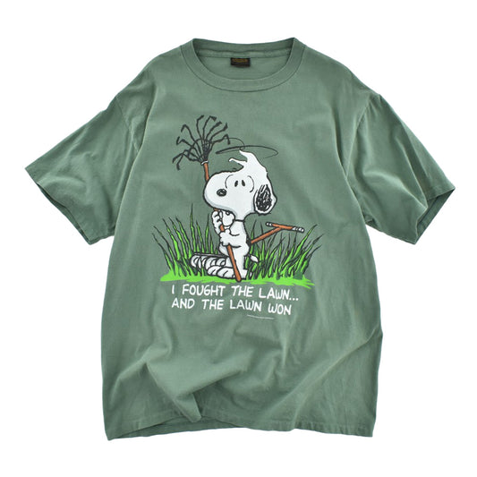 90's Snoopy "I Fought The Lawn" Peanuts キャラT USA製 260721H