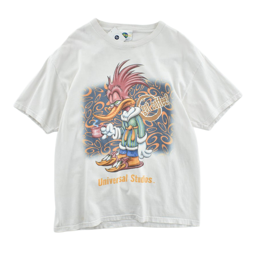 90's~ Universal Studios ウッドペッカー "got coffee?" キャラT USA製 260522H