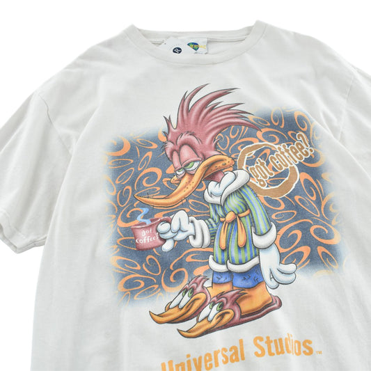90's~ Universal Studios ウッドペッカー "got coffee?" キャラT USA製 260522H