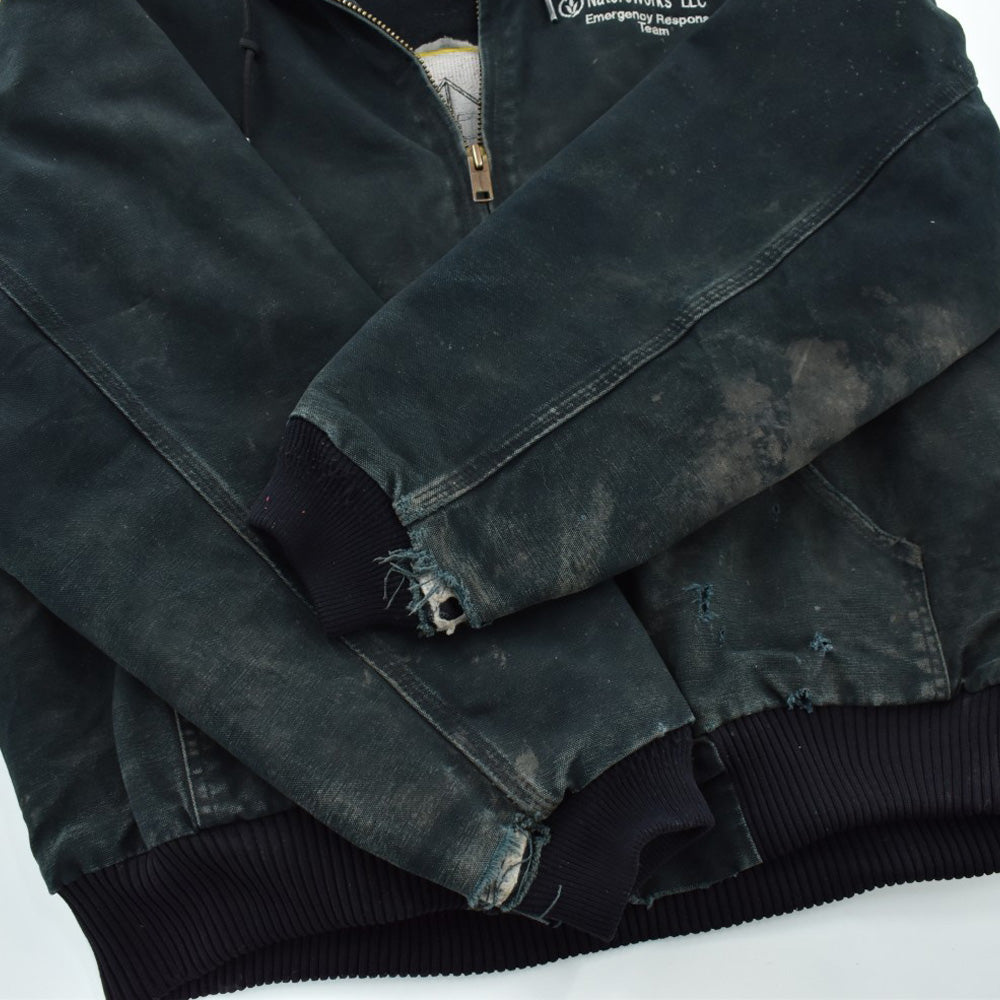 Y2K Carhartt ”ボロ＆フェード” アクティブジャケット スカルパッチ 黒 260929H