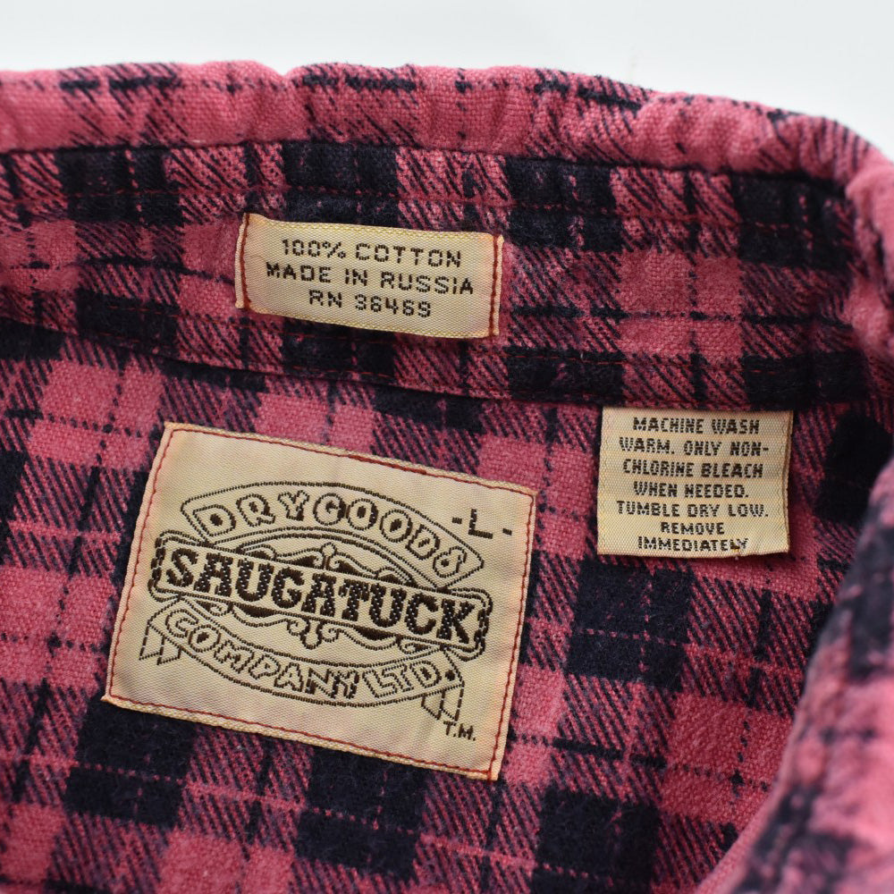 90's SAUGATUCK "黒ピン" ライトフランネルシャツ 260918H