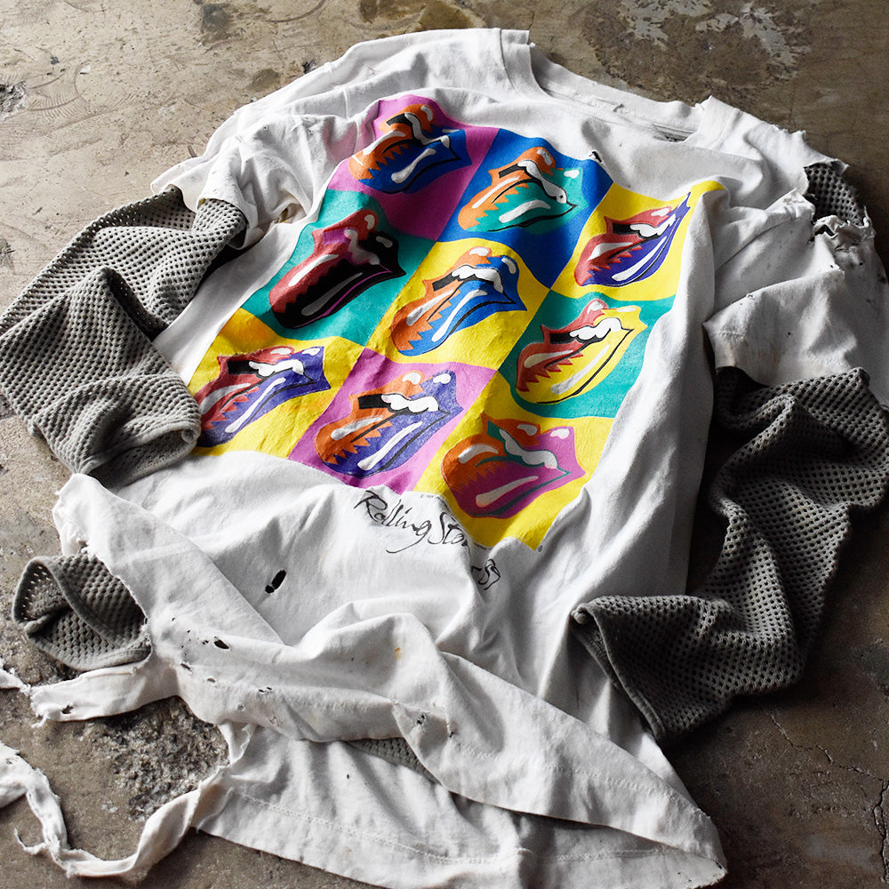 ローリング・ストーンズ Andy Warhol Type North American Tour ボロ ツアーTシャツ 1989年 ヴィンテージ