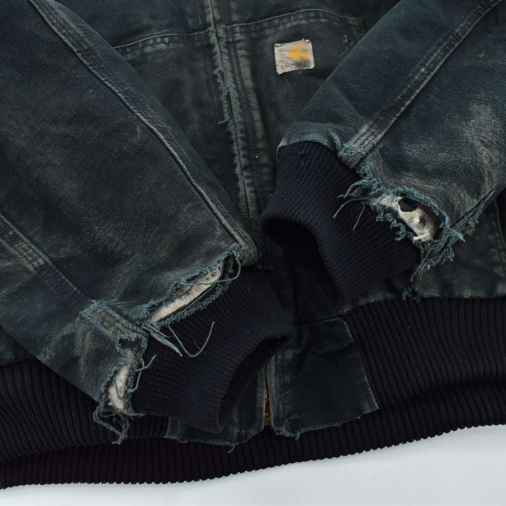 Y2K Carhartt ”ボロ＆フェード” アクティブジャケット スカルパッチ 黒 260929H