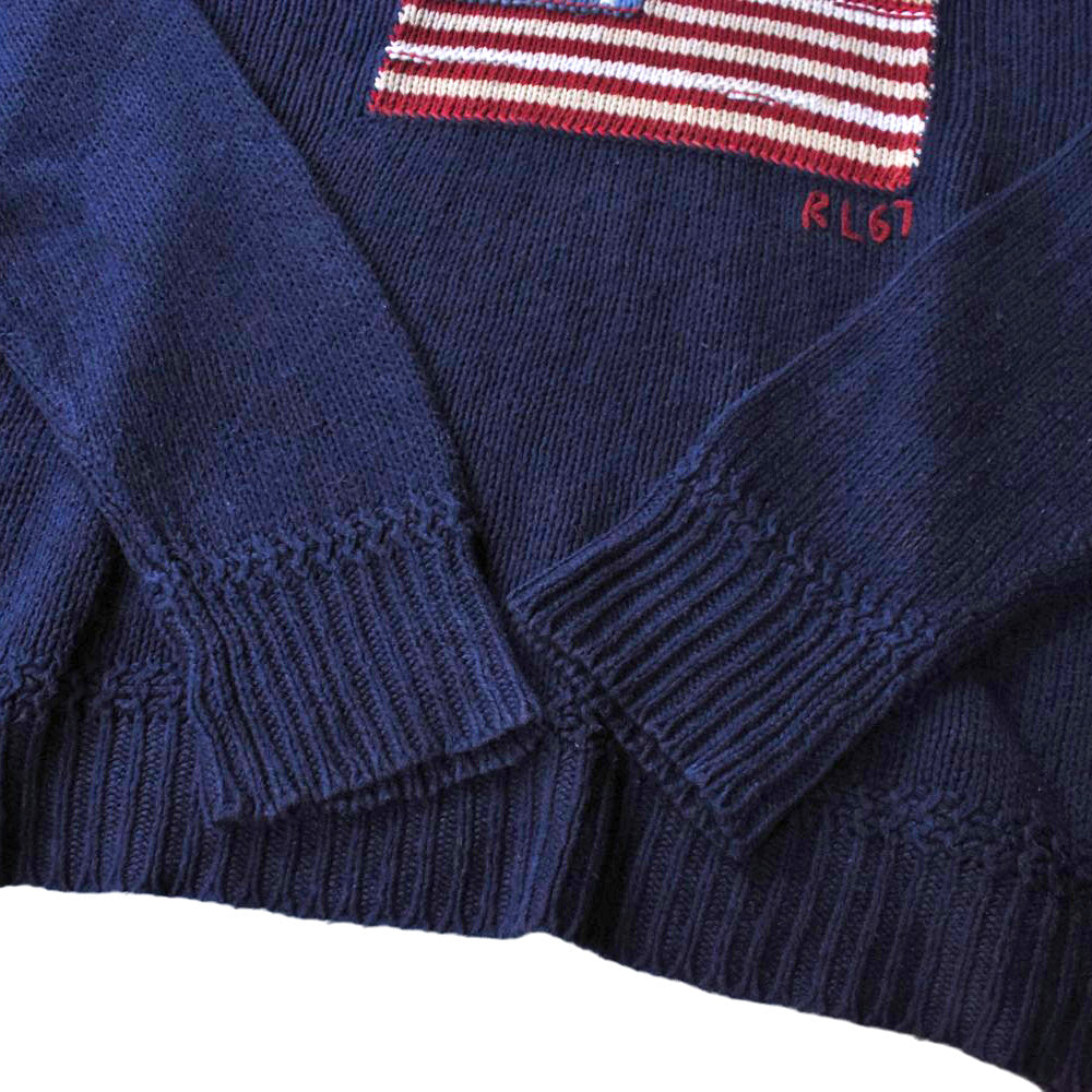 90's Polo by Ralph Lauren 星条旗 ショールカラー ニット セーター 260113H