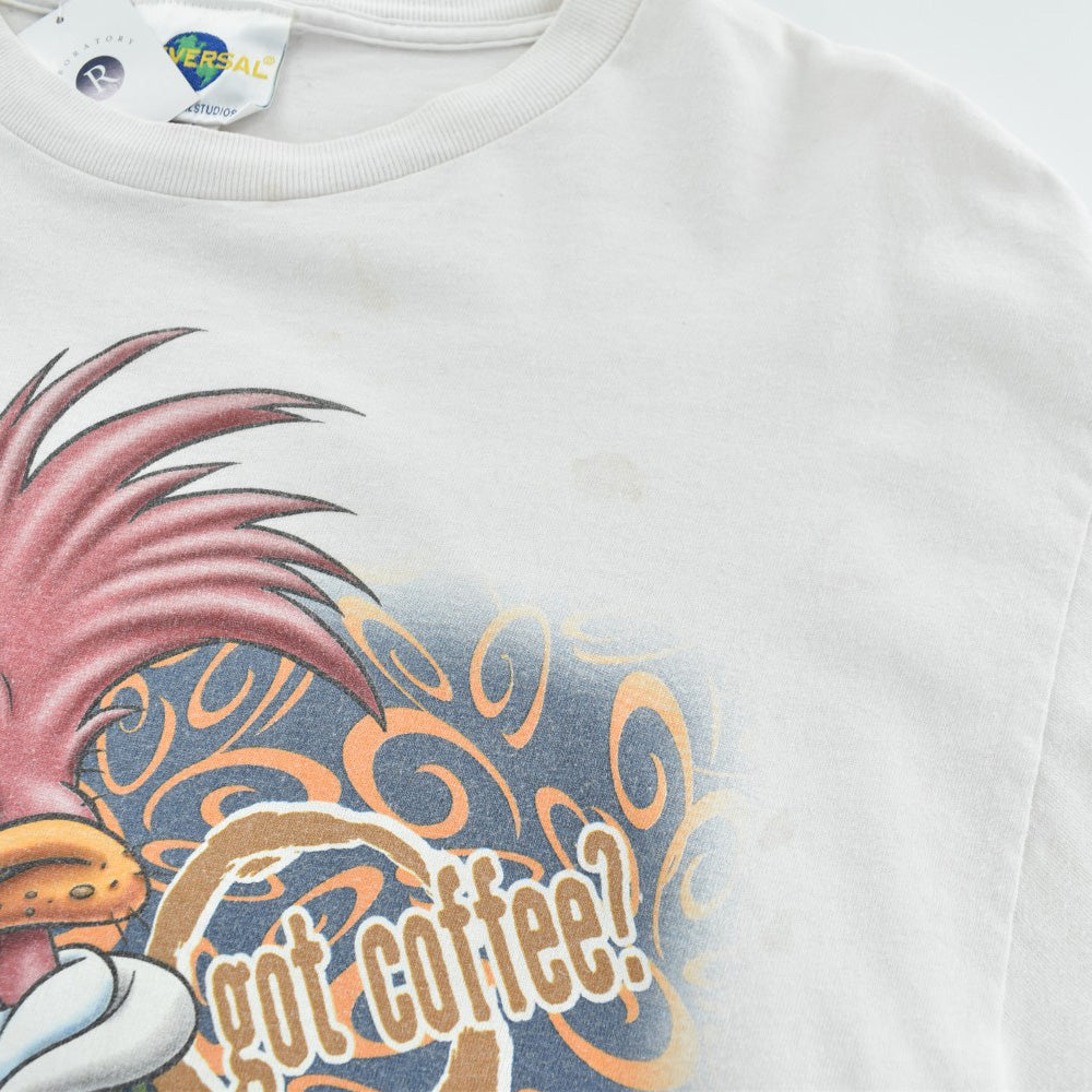 90's~ Universal Studios ウッドペッカー "got coffee?" キャラT USA製 260522H